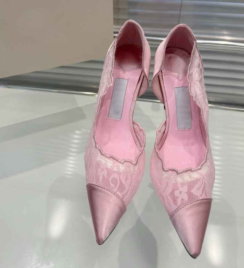 Elegant Women's Silk lace embellished high heels 8cm Sandals Shoes Outdoor Leisure mule Shoes With Wedding Party Evening