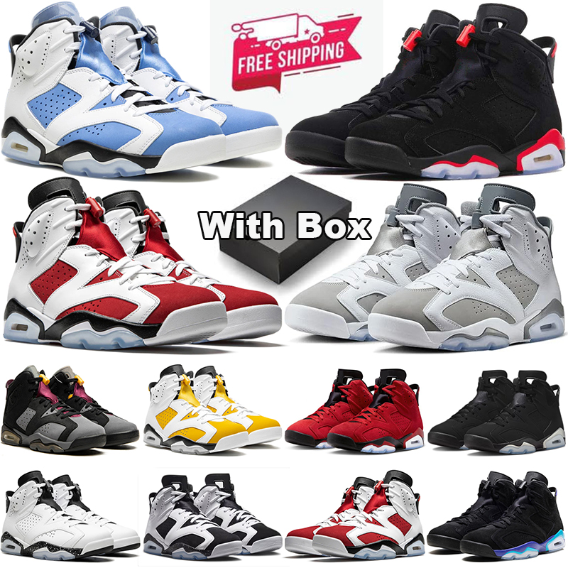 with box free shipping 6 6s basketball shoes Oreo Cool Grey University Blue Black Infrared mens trainers women outdoor sports sneakers 36-47 fashion