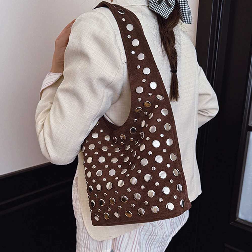 Cross Body Bucket Bags for Women Faux Suede Shoulder Bag Winter NEW Studded Handbags Matte Texture Women's Bag Shopper Tote H261016