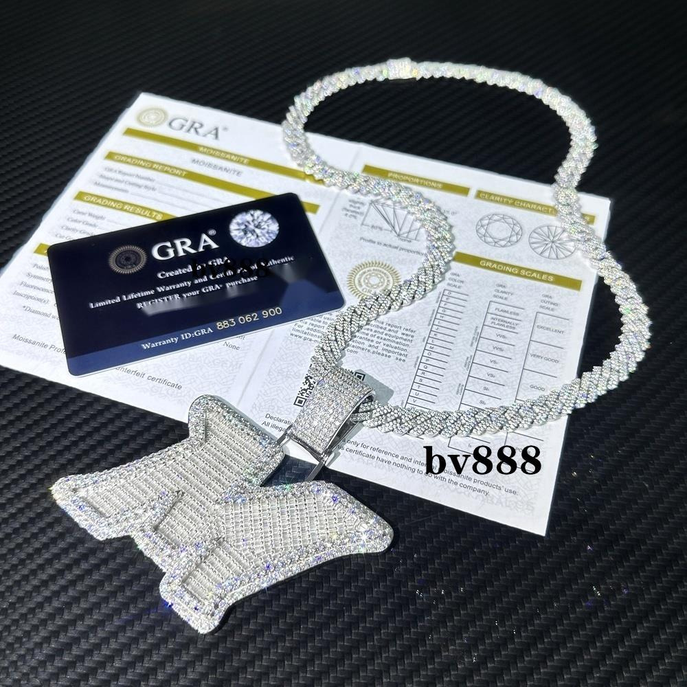 Hip Hop Baguette Moissanite Diamond Silver 925 Making Letter M Iced Out Name Personalised Custom Fine Jewelry Moissanite Pendant