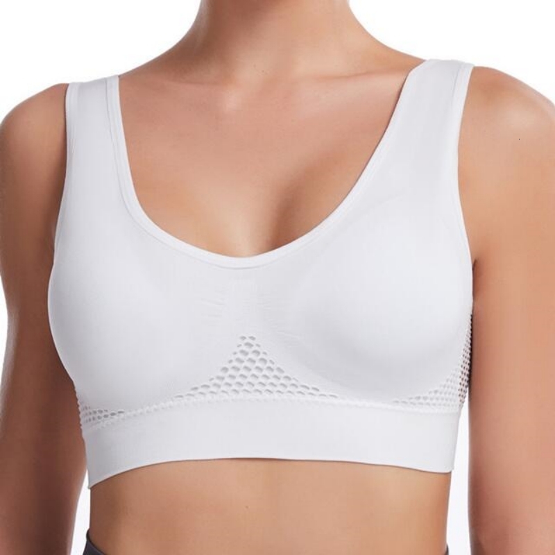 plus Size Grid Air Holes Sports Bra Shock-proof S-7XL Women's Underwear Yoga Running Brassiere Hollow out Vest without Underwire dongdumaoyi