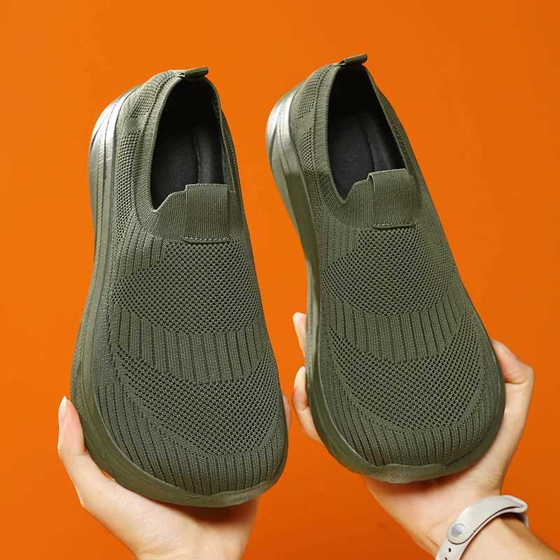 Casual Shoes Clawave Men Wide Toe Slipon Walking Shoes Autumn Winter Breathable Knit Casual Sneakers Large Size 3948 for Wide Fat Feet H261016
