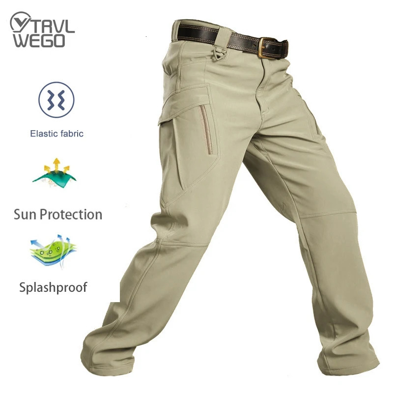 TRVLWEGO Mens Outdoor Pants Casual Trekking Quick Drying Lightweight Waterproof Hiking Cargo Pants with 6 Pockets Autumn 261017
