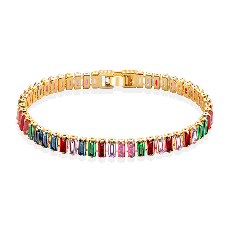 Everyday Colorful, Sweet, Fresh Tourmaline Bracelet For Women, Featuring Stylish Design, Simple Korean-Style Clasp, Gold-Plated Accents, Zircon Ston