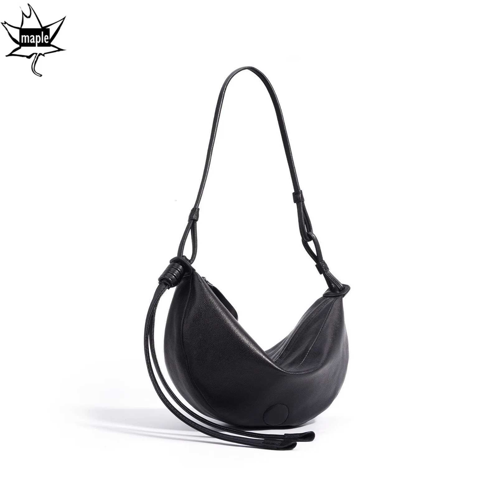 Evening Bags New Ins Simple Half-moon Hobo Bag Coffee Delicate Sheepskin / Genuine Leather Women Crossbody Shoulder Bag H261016