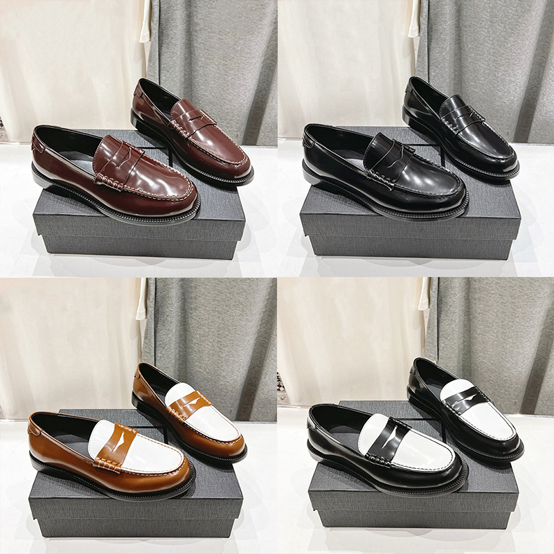 New Designer Loafers For Women Genuine Leather Dress Loafers Comfortable Slip-on Penny Loafers Walking Shoes Retro Old Money Style Casual Office Fla