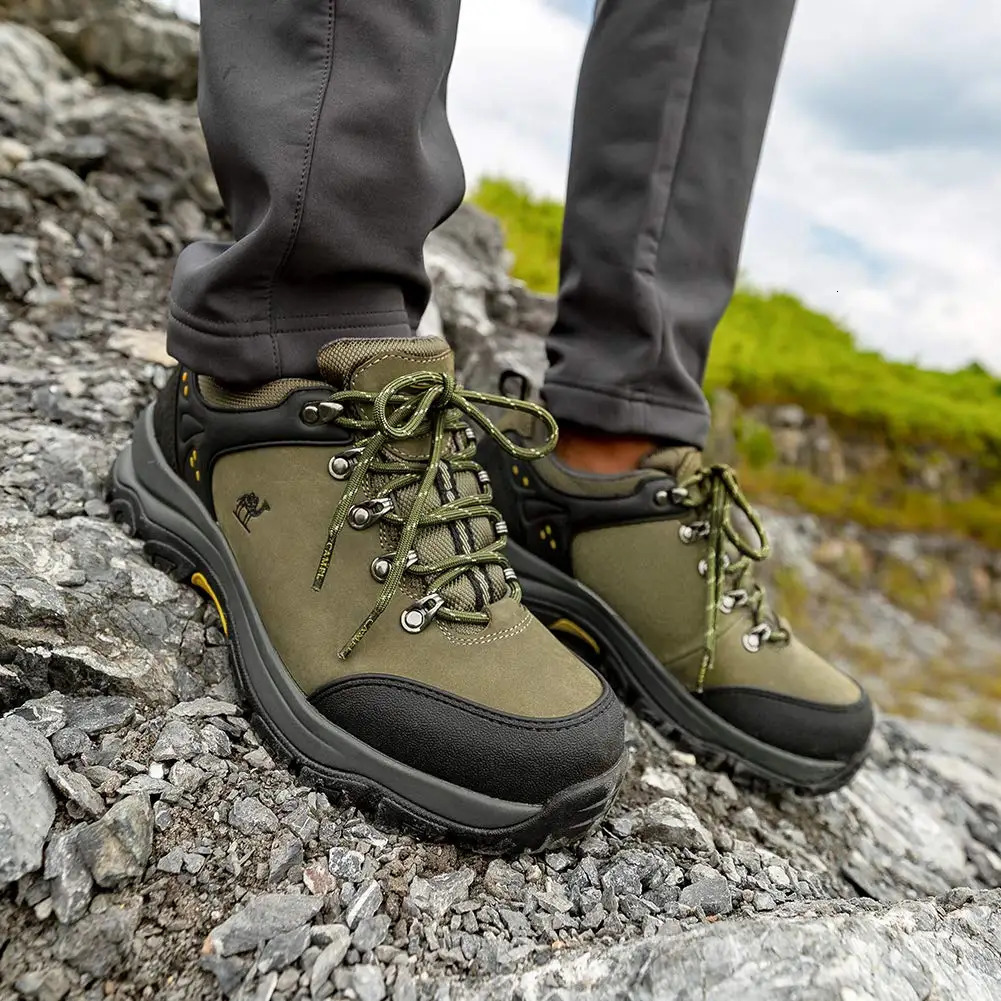 GOLDEN CAMEL Hiking Shoes for Men Waterproof Outdoor Low-top Hiking Boots Leather Men's Trekking Shoes Walking Male Sneakers 261013