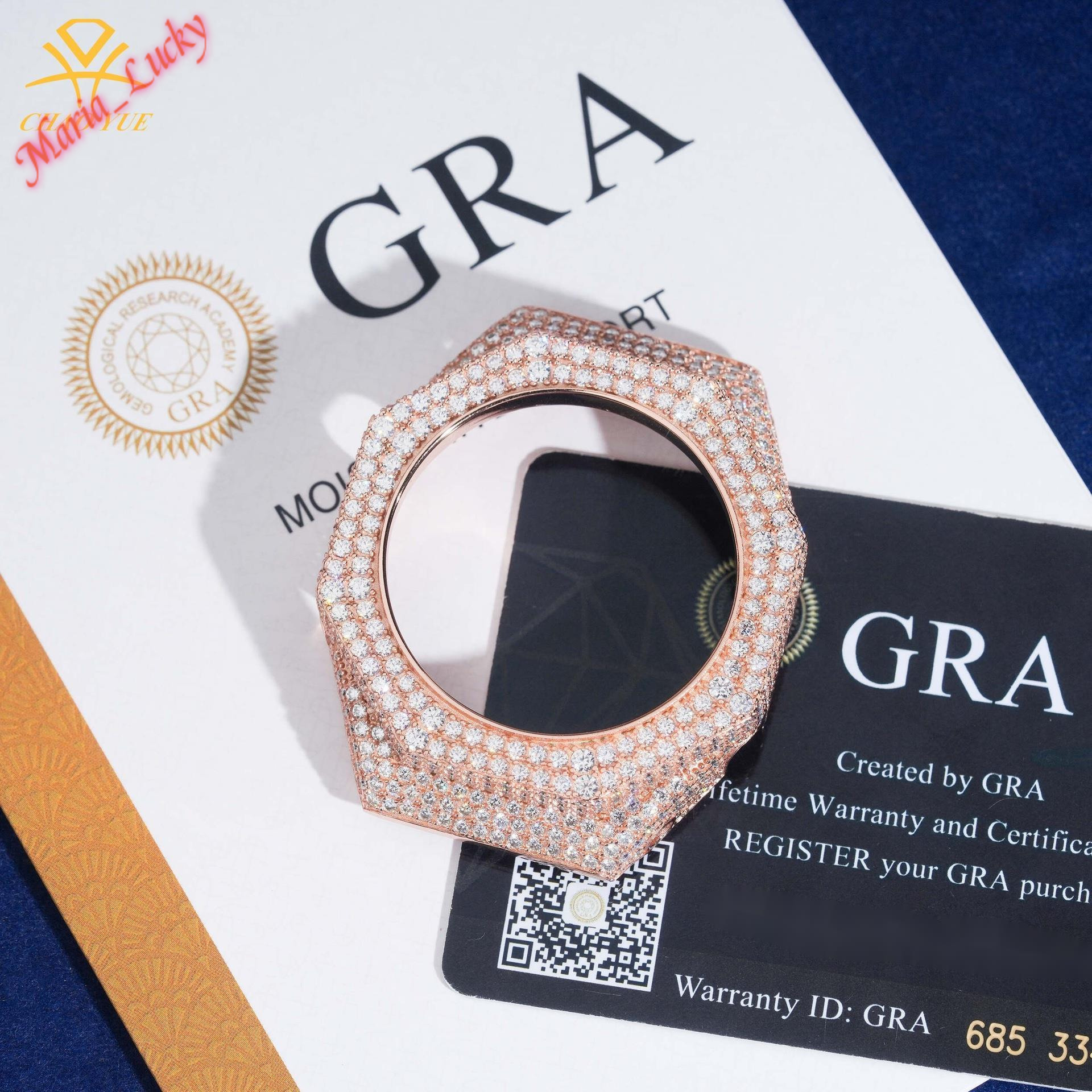 New Buss Down Iced Out Moissanite GA2100 Watch Case 925 Sterling Silver GRA Certified Watch Bezel Hip Hop Luxury Watch Modification Parts For Men Pa