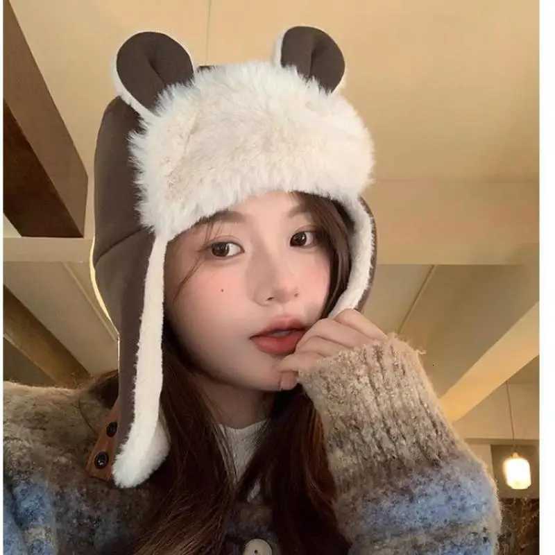 Trapper Hats Cute Bear Winter Hats Women Windproof Earflap Bomber Hat Outdoor Keep Warm Riding Cycling Thickened Faux Fur Winter Cap NewT261017