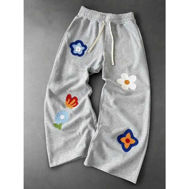 2026 Summer Men's Soft Loose Fit Grey White Bubble Letter Print Drawstring Elastic Waist Breathable Casual Streetwear Trousers S261016Q7VQ