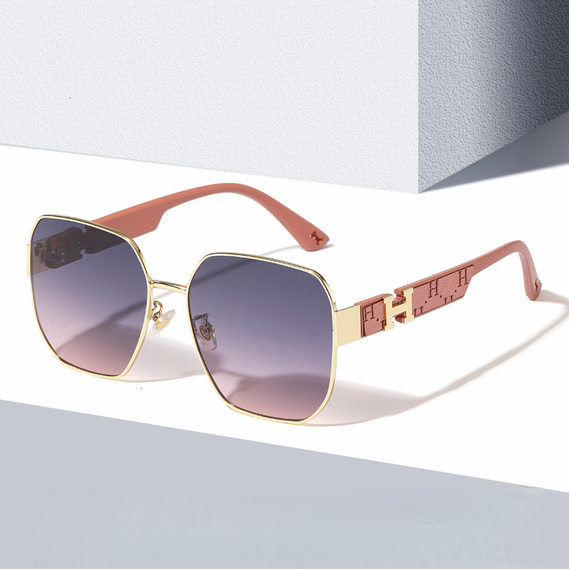 Designer Luxury Brand&# 039 Sunglasses 2026 New H Brand Square Sunglasses Internet Celebrity Personality Gradient Color Glasses, Large Frame Fashion