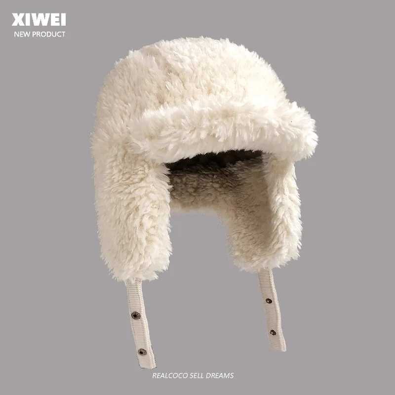 Trapper Hats New Plush Bomber Hats for Men and Women Winter Outdoor Travel Warm Ear Protection Versatile Double-sided Wearing Lei Feng CapsT261017