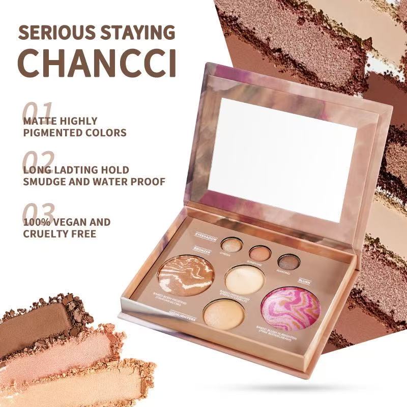 7 Colors Multi-functional Makeup Palette, Eyeshadow Blush Highlighter Contour All In One Portable Face Cosmetic Palette