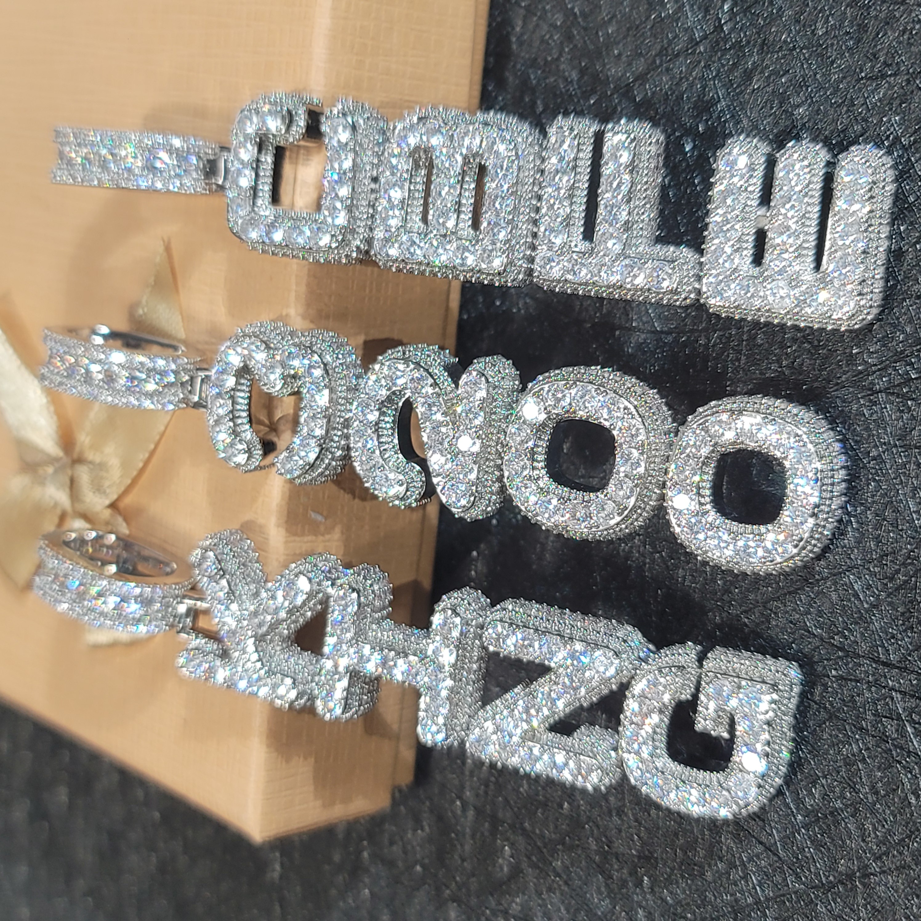 Custom Name Vertical Necklace Pendant Fashion Cube Double Layer Word Jewelry Personalized Iced Out Letter Number Chain For Men