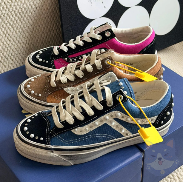 Pearl Decor Canvas Skate Sneakers Vintage Flat Casual Sport Trainers Unisex Multi Color Daily Walking Footwear Size 35 46 fd