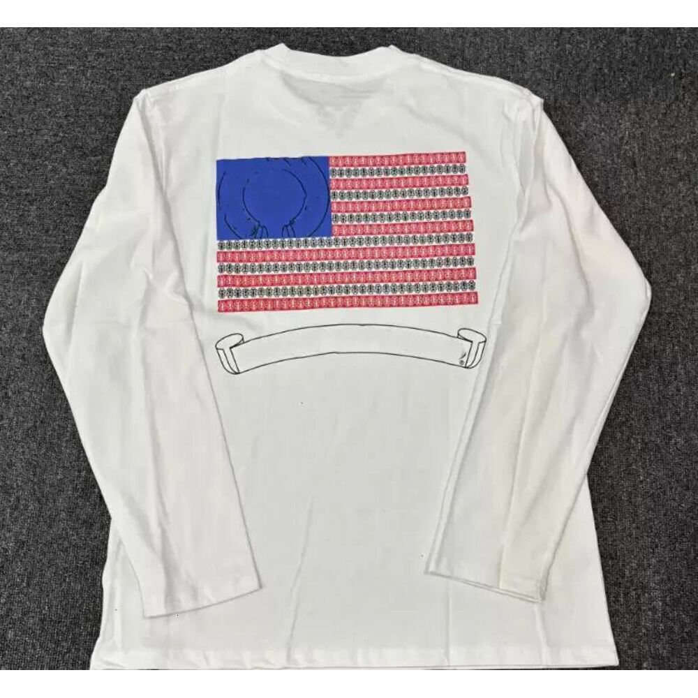 Chrome Hoodie Men's Designer T Shirt Cross Print Creative Pattern Casual Spring Autumn Loose American Retro Letter Flag Print Long Sleeve Chrom