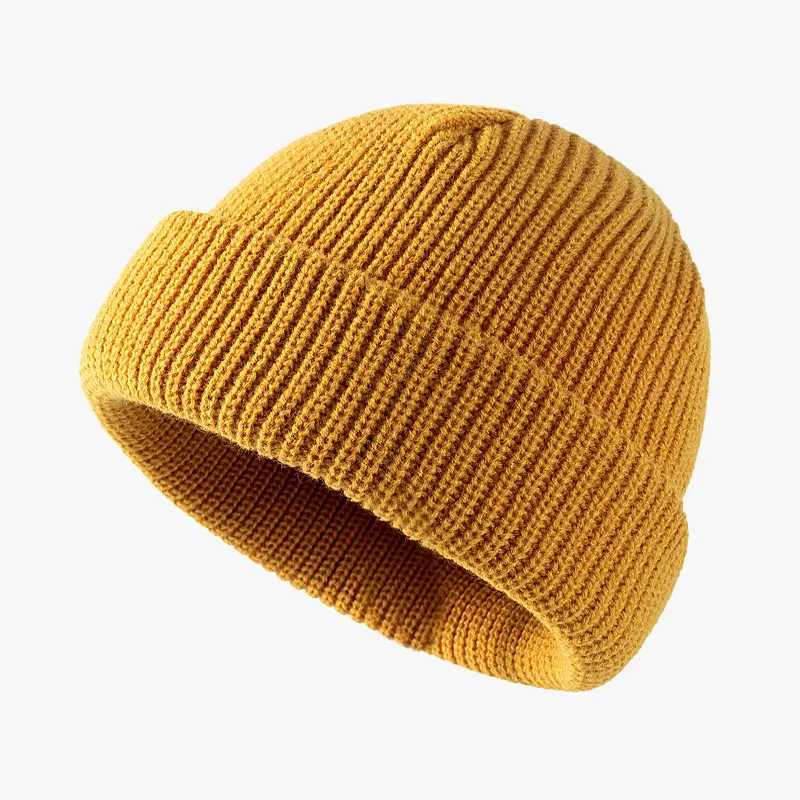 Beanie/Skull Caps Knitted hat for women in autumn and winter season melon skin hat for men warm short style cold hat woolen hat Q261017