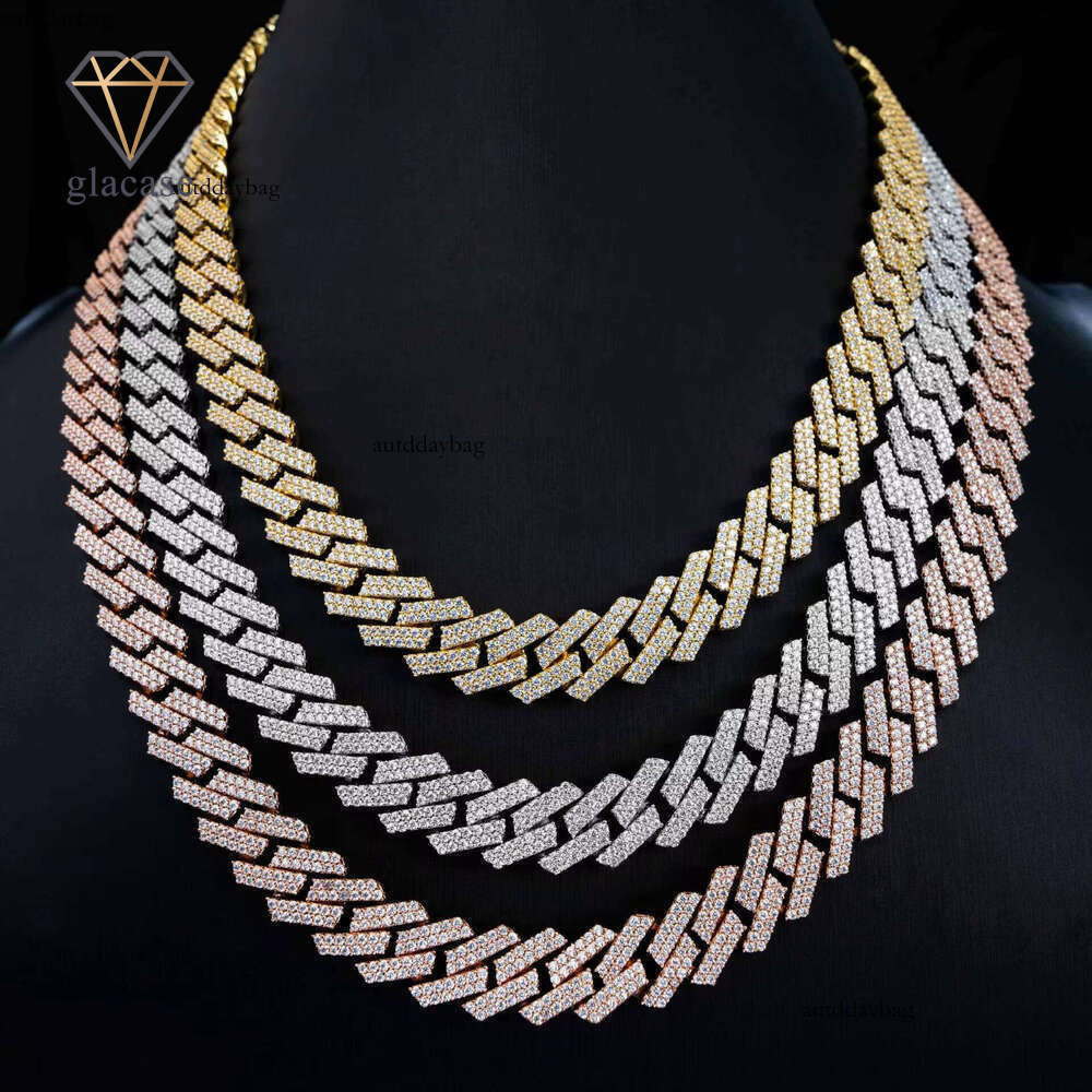 High Quality 10mm necklace S Sier Big Stone Necklace Men for women Hip Hop Cuban jewlery fashion Jewelry Chain