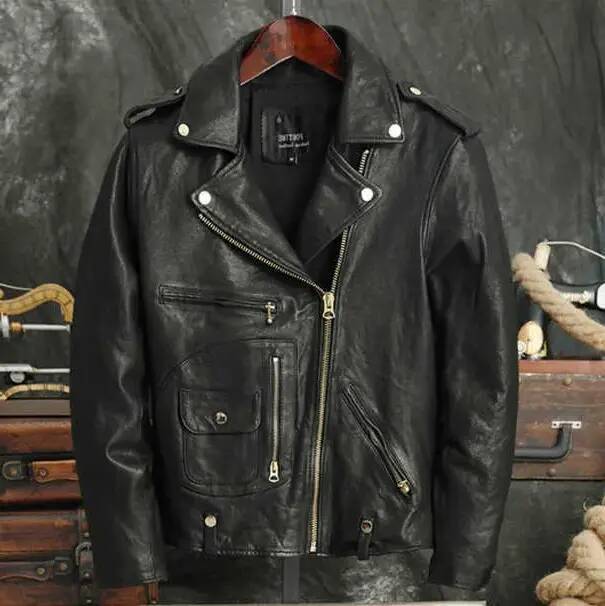 outerwear Men Short Jacket Men Short Jacket Mauroicardi Autumn Cool Handsome Black Hard Pu Leather Biker Moto Outerwear Luxury Designer American Ret