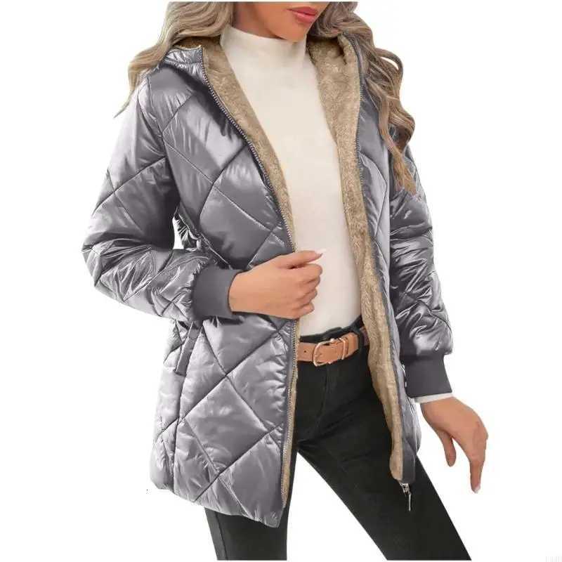Women's Down Parkas Women's Thick Hooded Cotton-padded in Winter (Pattern) F3MDT261017