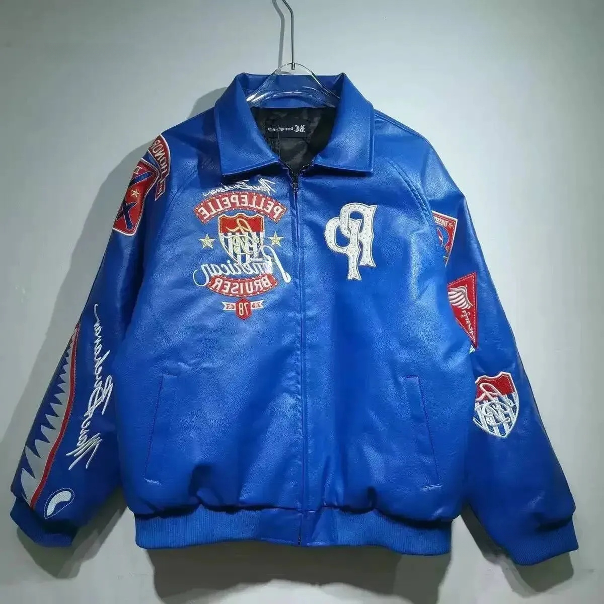 Leather Avirex Pelle Leather Jacket High Quality Designer Diamond Encrusted Eagle Coat Wide Sheep Windbreak Bomber Limited Edition Luxury Casual Pel