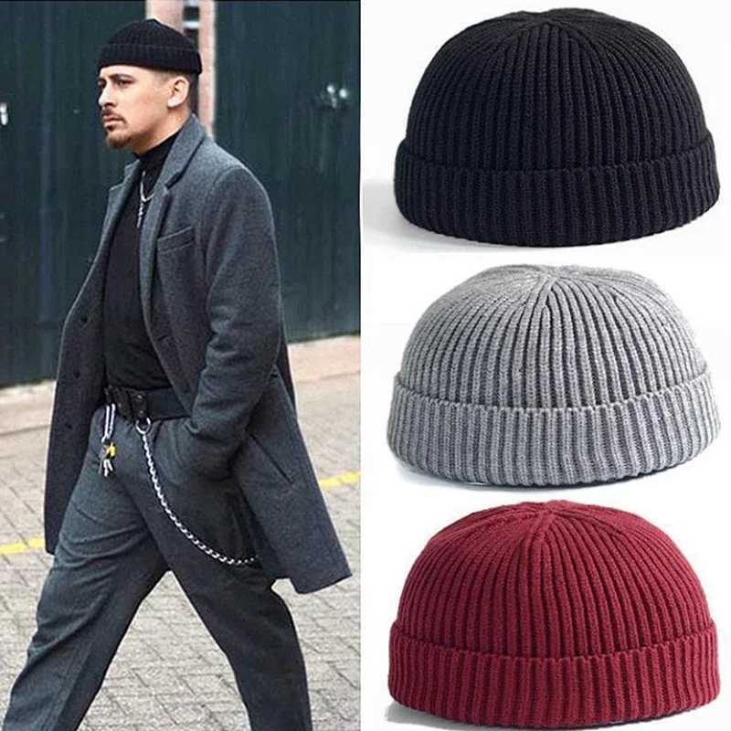 Beanie/Skull Caps New Unisex Beanie Hat for Men Women Warm Ribbed Winter Turn Up Fisherman Docker Ski Hat Outdoor Daily Wear Gift AccessoryT261017