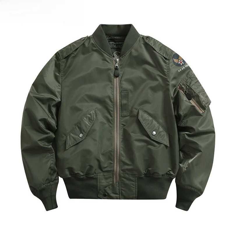 Mens Spring Autumn American Vintage MA-1 Bomber Jacket Sage Green Stand Collar Military Style Multi-pocket Air Force Outerwear S2610177RRI