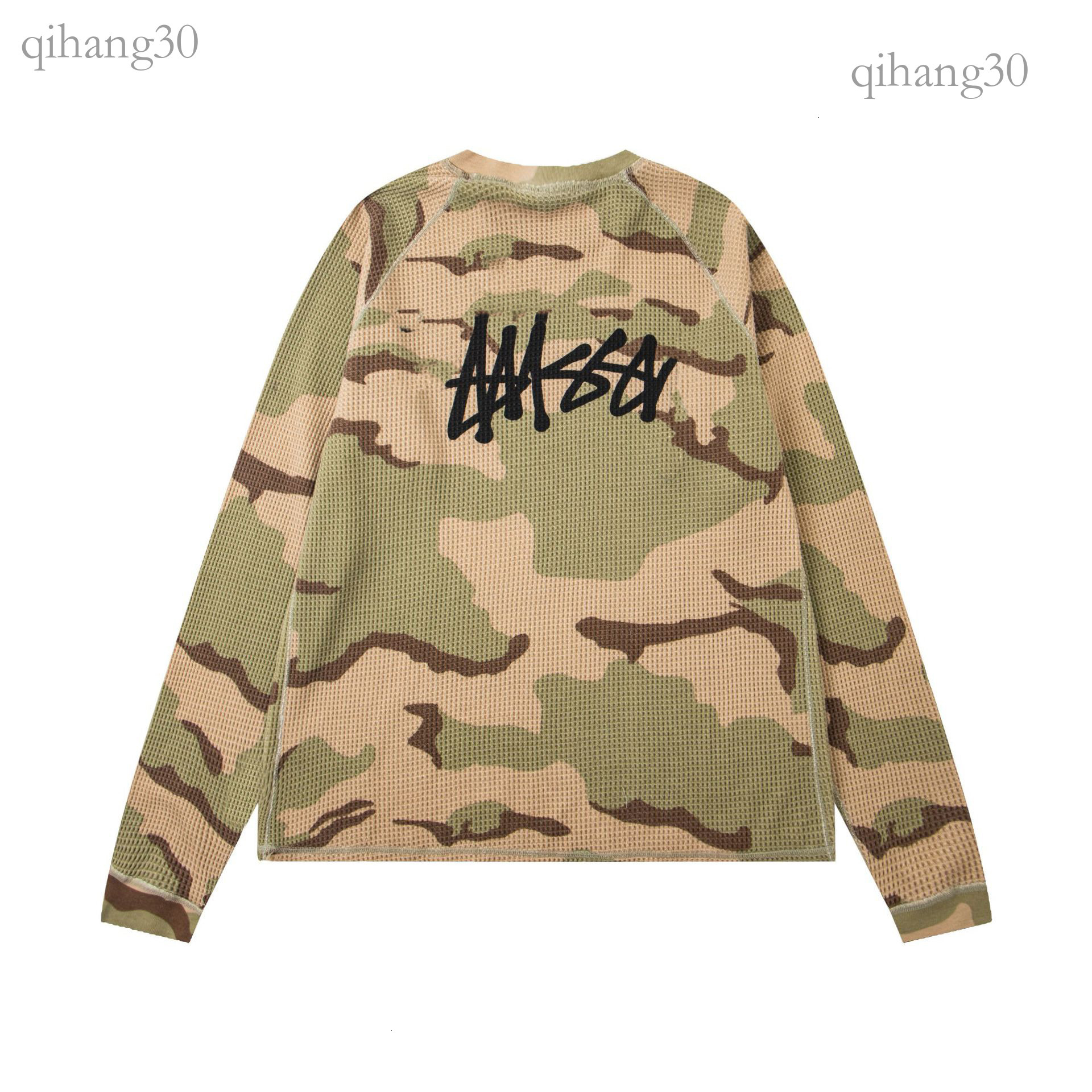 Stussytity Long Sleeve Shirt Womens Sweater Waffle Designer Leisure Shirt Colorblocking Waffle Hoodie Letter Print Round Neck Simple Stud Black 8 Ho