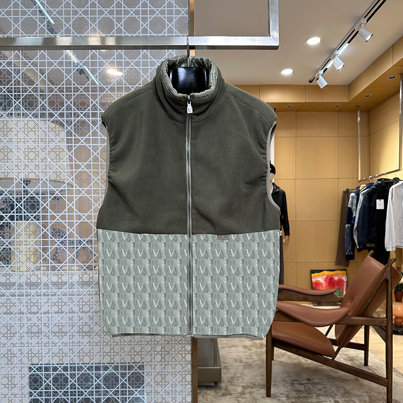 Luxury Men Double Sided Vest Designer Spliced Sleeveless Stand Collar Jacket Autumn Vintage Warm Down Vests