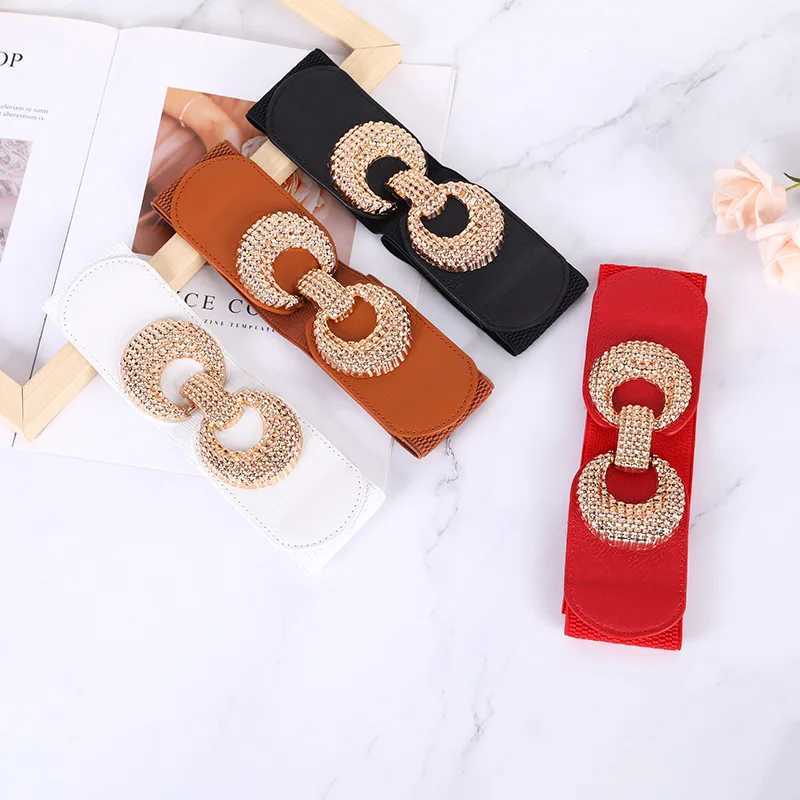 New Fashion Ladies Decorated Elastic Wide Belt Buckle Dress Sweater Belts for Women M261016