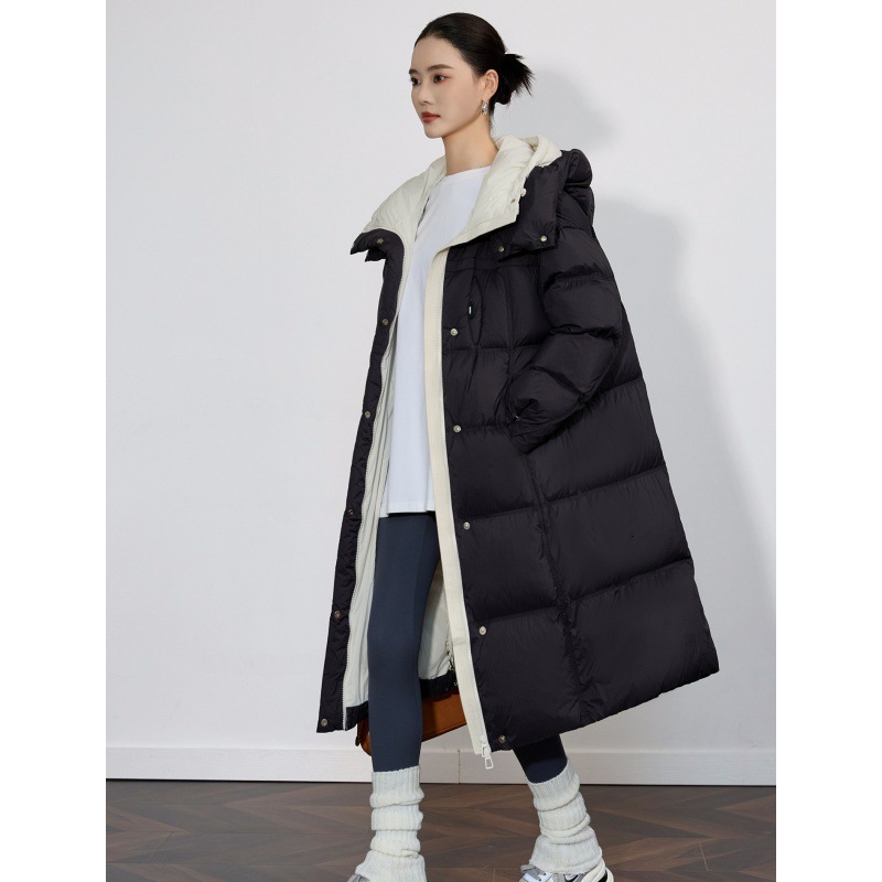 Designer 2026 Winter New Hooded Over-the-Knee Long Cotton Coat for Women, Fashionable, Warm, Thickened, Casual, Loose-Fit Outerwear