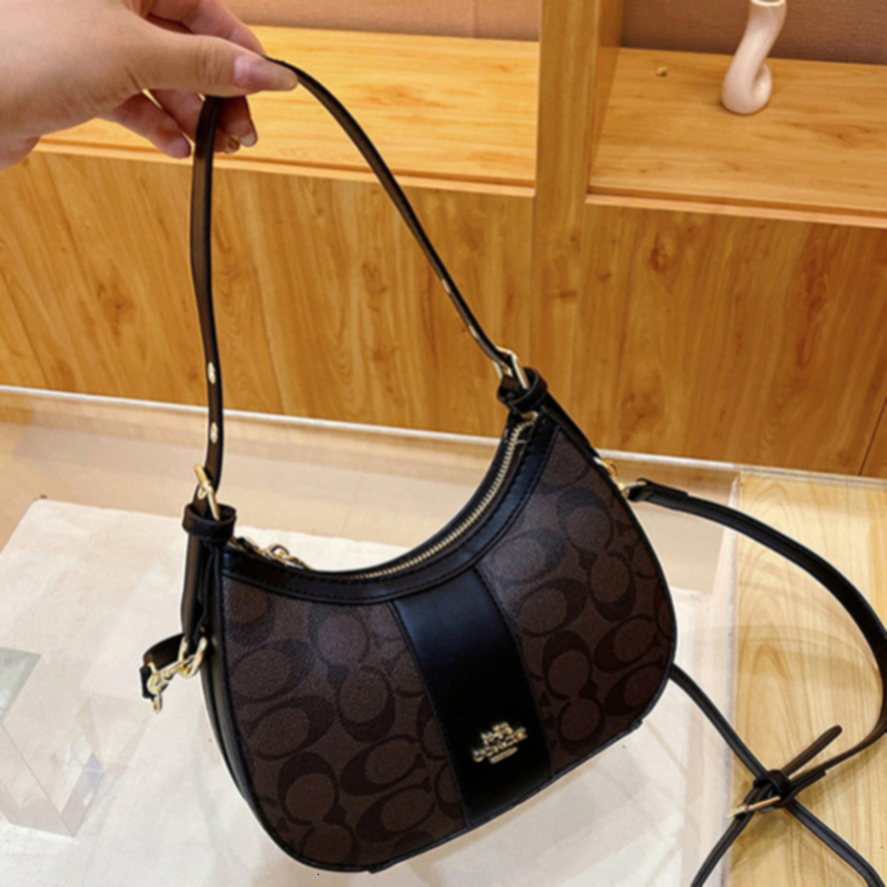 Designer Vintage Printed Hobo Shoulder Bag for Women Luxury large capacity drawstring travel rucksack Leather Crescent Crossbody Multiple Colors Ava