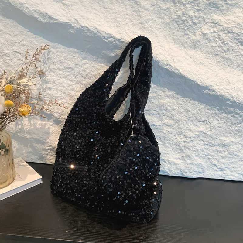 Evening Bags Sequin Shoulder Bag for Women Underarm Bag Slouchy Handbag Trendy Hobo Bag for Work Travel Shopping H261016