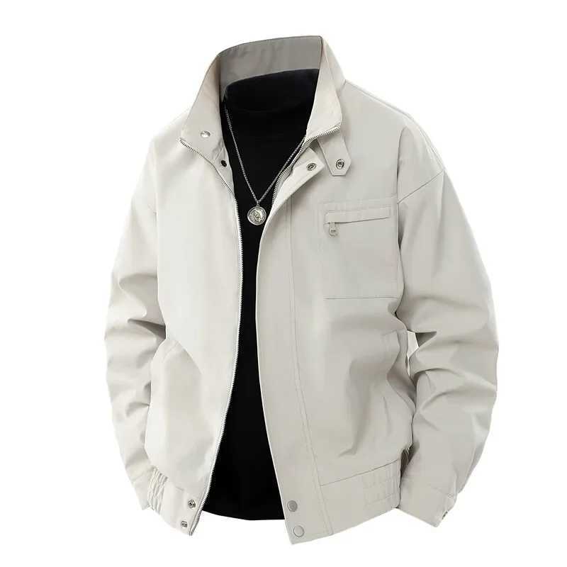 LIBIELIY Men's Spring Casual Jacket Fashion Stand Collar Vintage Outwear Male Solid Outdoor Daily Loose Waterproof S2610174FRO