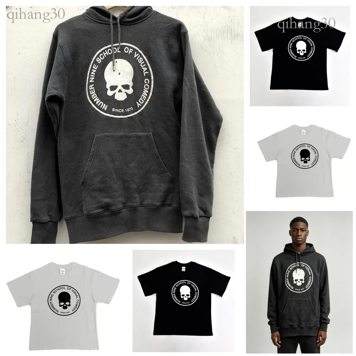 Brother Number Nine Men's Hoodies Designer Skull Printed Cotton Hoodies Women Hip Hop Rock Vintage Sweatshirts School Opening Season Top Gothic