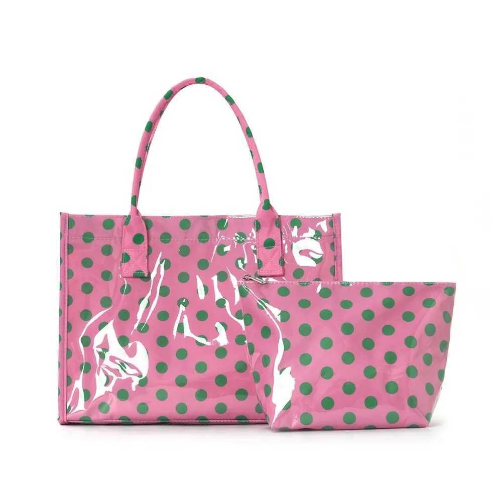Evening Bags Fahion Two-piece Set Polka Dot Tote Bag Polka Dot Waterproof Portable Shopping Bag Large Capacity Travel Handbag Daily Use H261016