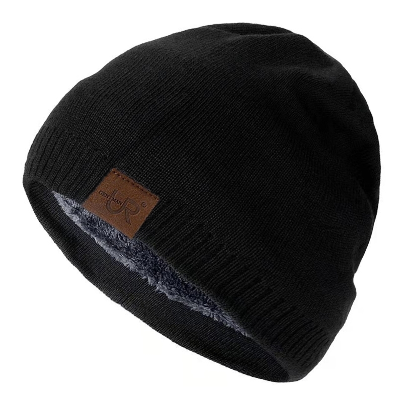Unisex URGENTMAN Labal Winter Hats Solid Color Knitted Hats For Men And Women Beanie Cap Outdoor Add Fur Lining Warm Sports Hats260920ww
