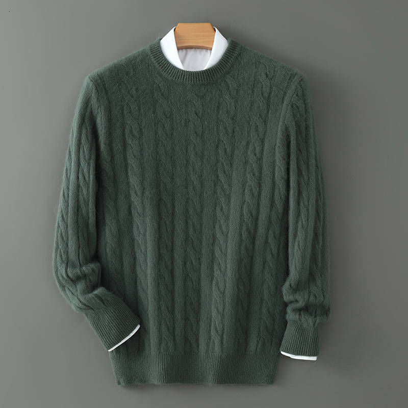 Men's thick 100% pure round neck cashmere sweater 2024 new spring and winter knit base shirt 26Y1017