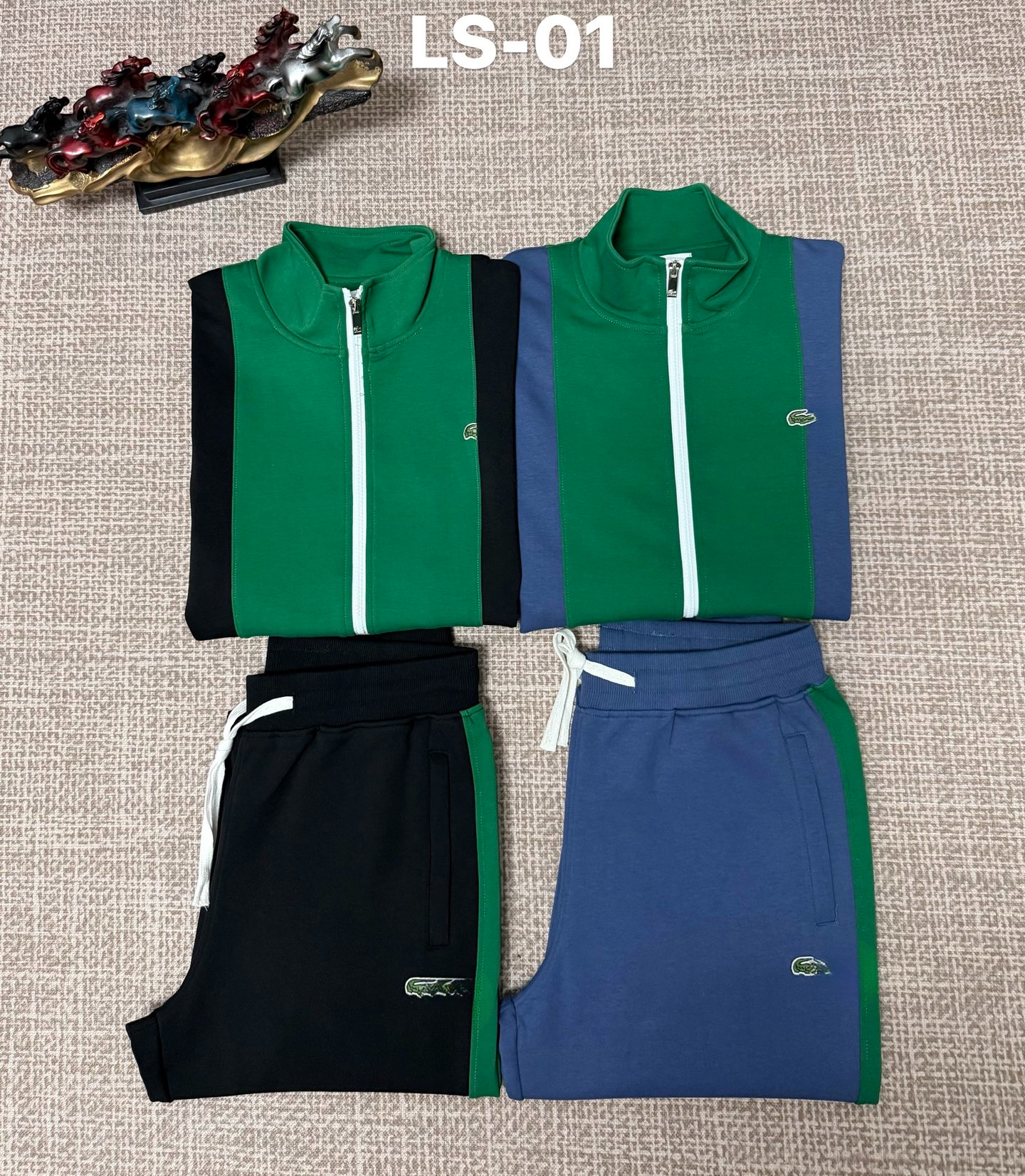 Color Block Tracksuit Unisex Stand Collar Zip Jacket & Sweatpants Set Embroidered Logo Patchwork Sport Suit Men Women Streetwear