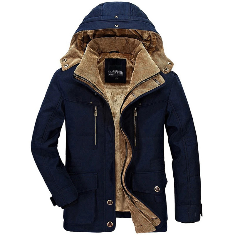 Men Winter Fleece Warm Thick Windproof Parkas Jackets Coat Men Autumn Fashion Hooded Casual Tactics Military Parkas Men 261015