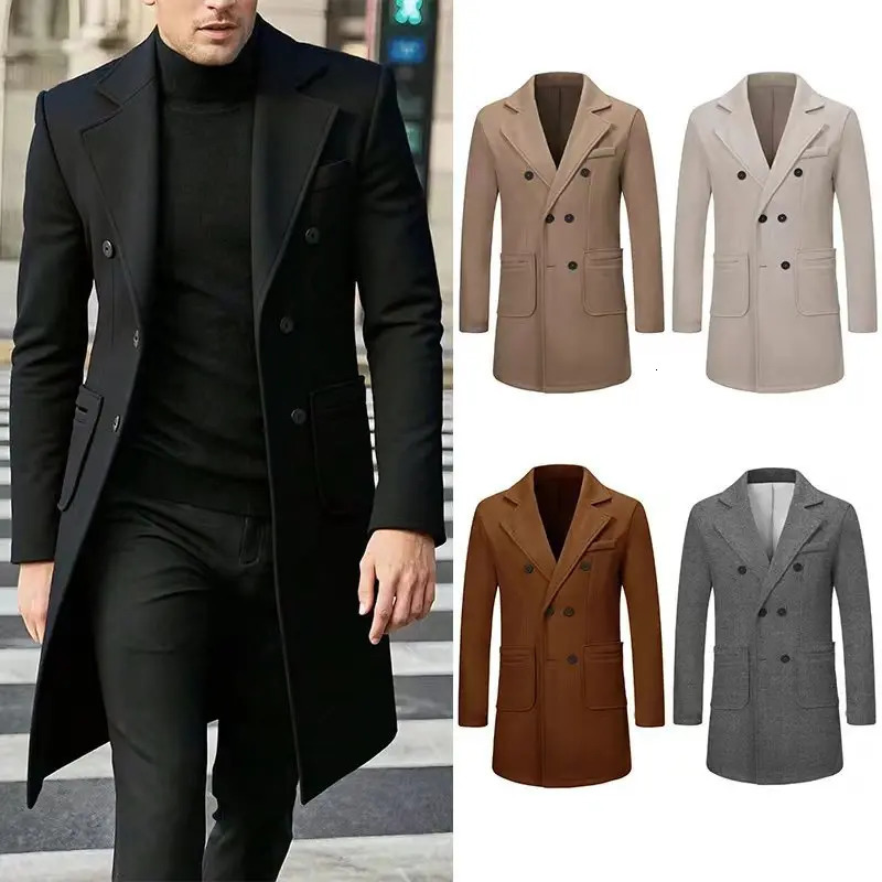 2026 autumn and winter foreign trade European and American mens jackets woolen coats casual trench coats trendy coats 261016