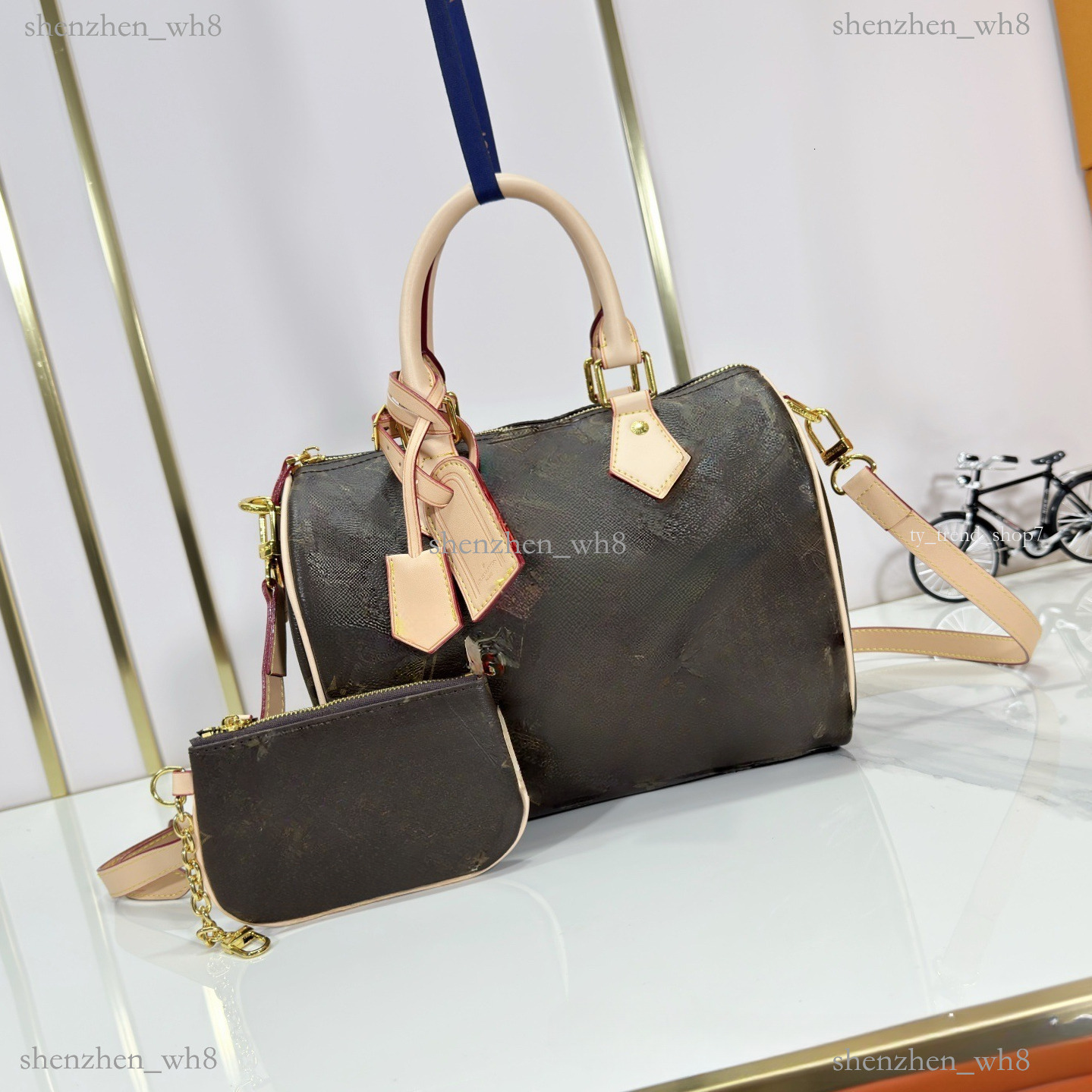 High Quality Pillow speed Boston Designer bags Purses speeds P9 BANDOU Shoulder Bag Handbag Canvas Leather Crossbody Bag Women bags 6a