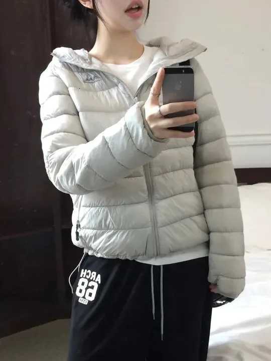 Women's Down Parkas Korean Style Women's Winter Cotton Jacket Lightweight Long Sleeve Hooded Outdoor Coat Slimming Thin Bone Design Casual