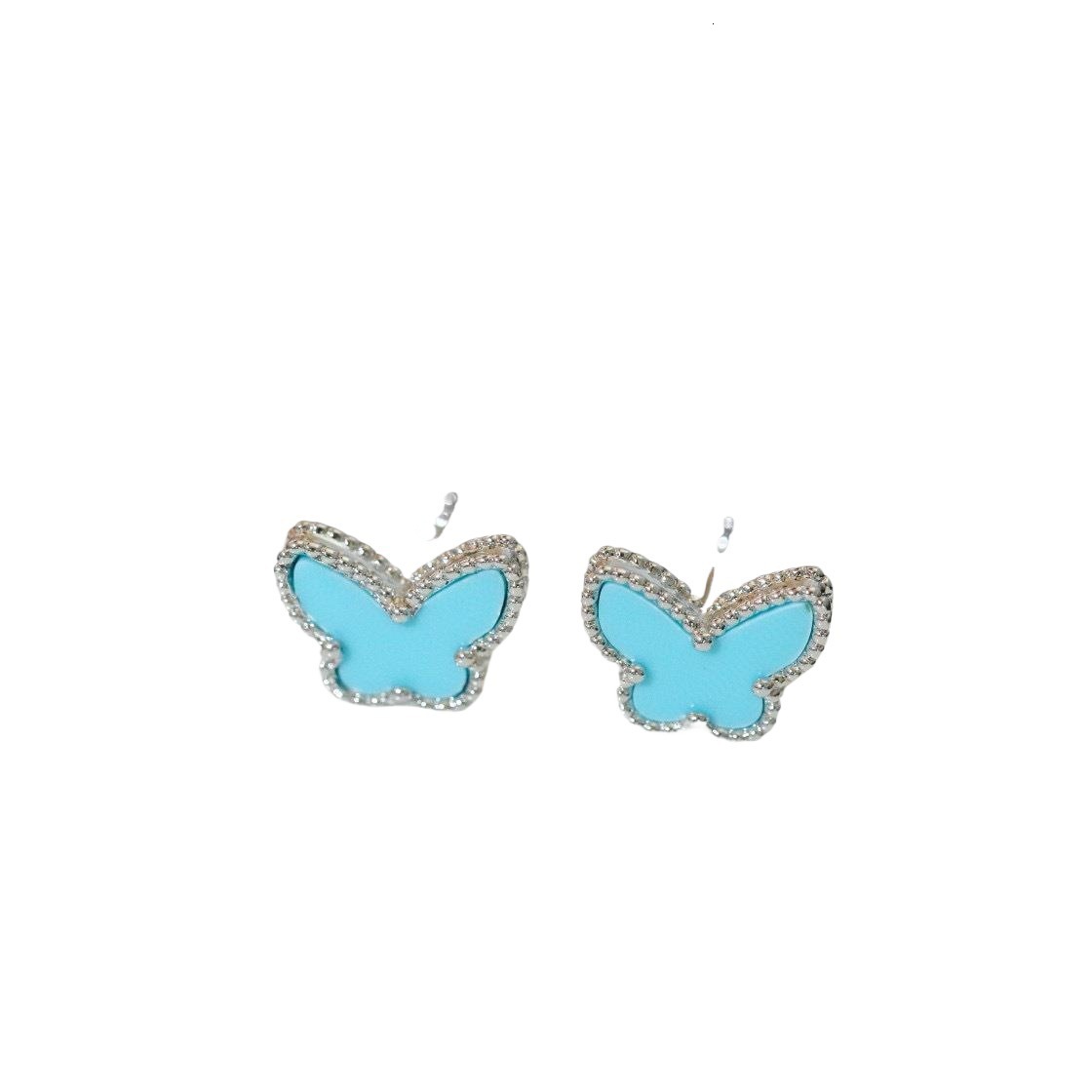 Designer Jewelry vanly V gold stud earrings, blue turquoise, four-leaf clover, butterfly, white mother-of-pearl, jewelry