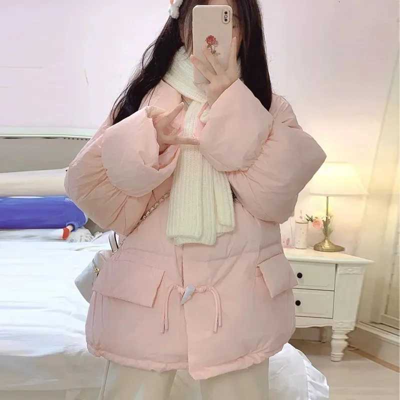Women's Down Parkas Off-season Women's Down Cotton Loose Coat 2026 New Winter Female Korean Horn Button Jacket Bread Ladies Student Overwe