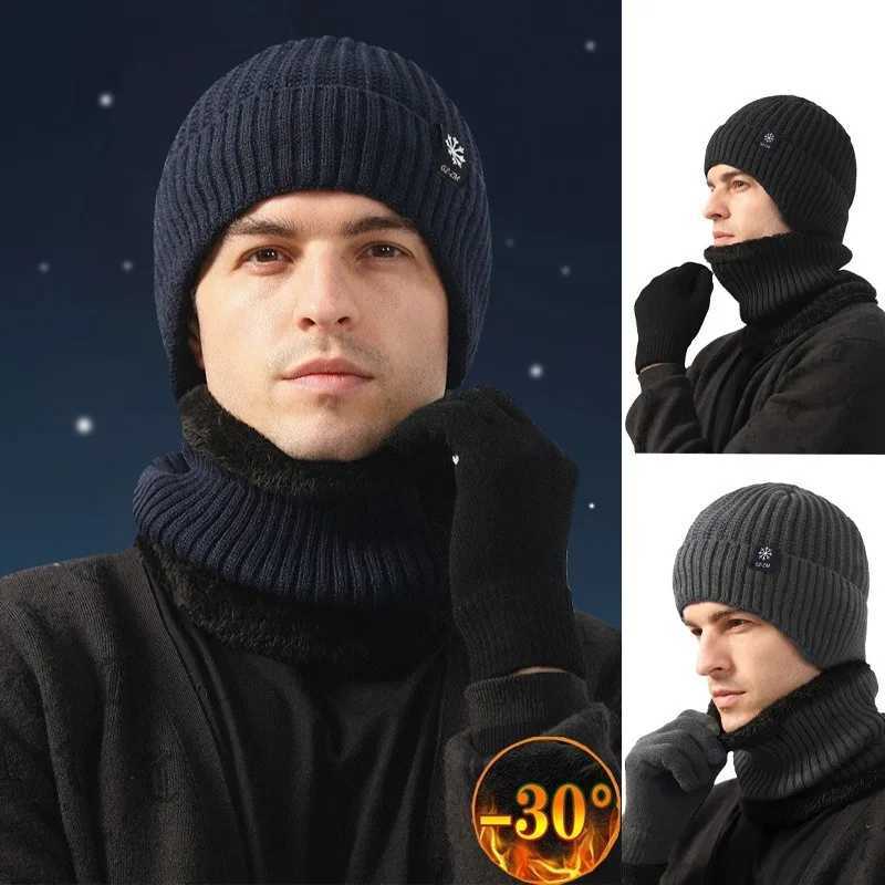 Outdoor Men Winter Knitted Hat Plush Warmth Peaked Cap Earmuff Casual Fashion Faux Fur Lined Hooded Hats Cycling Ear Protection S261017Y8J8