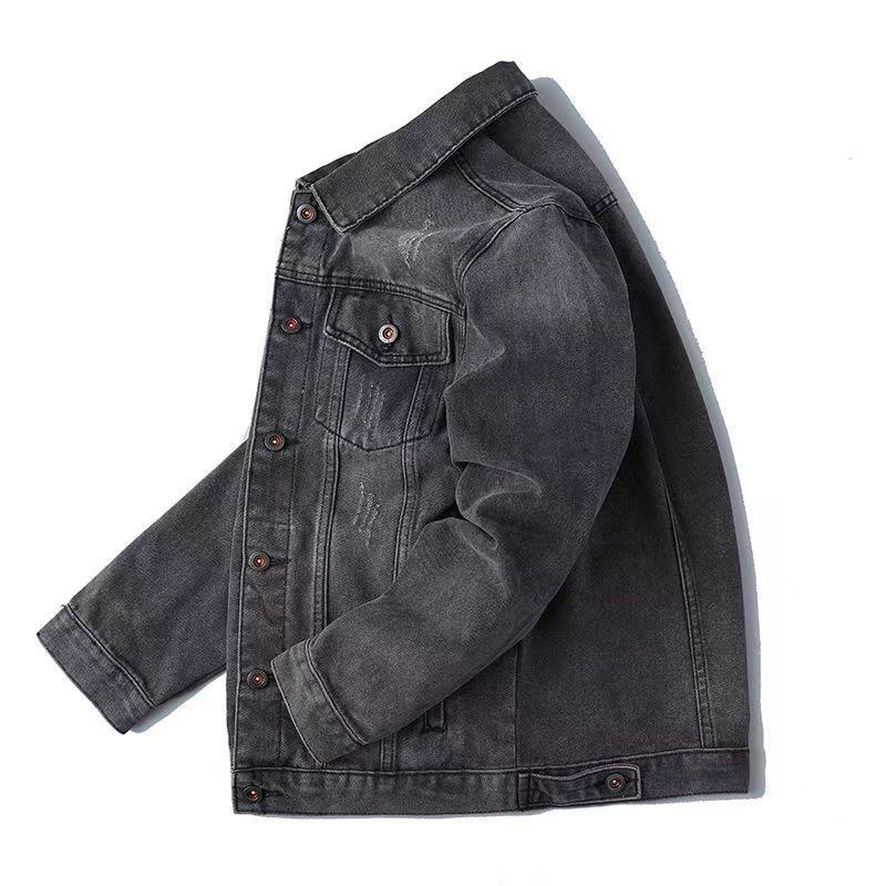 Veste en jean ample de créateur pour hommes, veste de camionneur cargo décontractée de printemps et d'automne, vêtements d'extérieur à manches lo