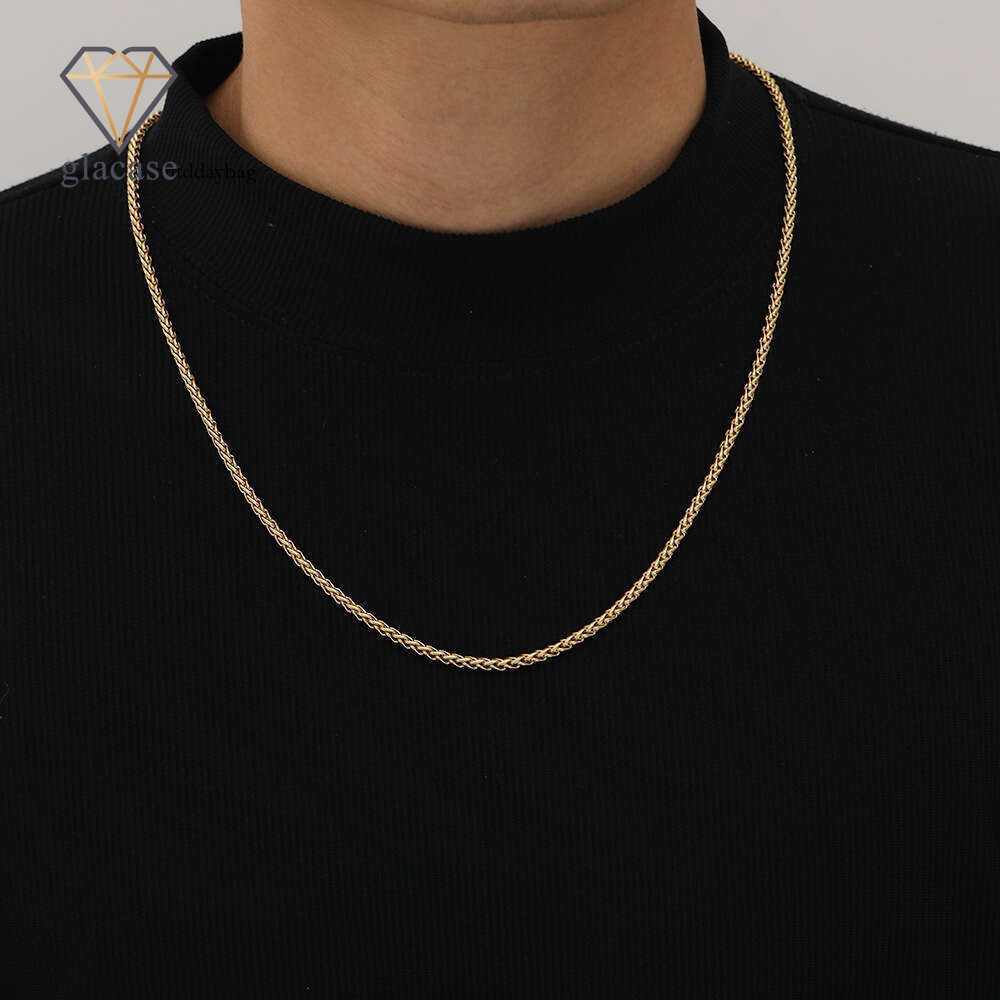 3mm basket chain color / gold Vacuum electroplated Hip Hop rap jewelry 925 Sterling Silver 14K Gold accessory chain
