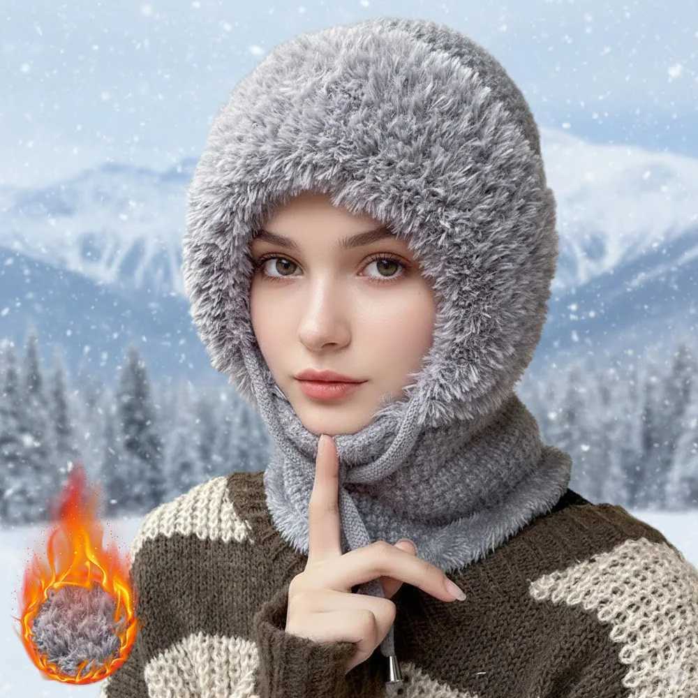Beanie/Skull Caps Winter Face Cover Fleece Lined Hat Thermal Windproof Knit Mask Scarf Hood for Outdoor Cycling Running Skiing Hiking Q261017