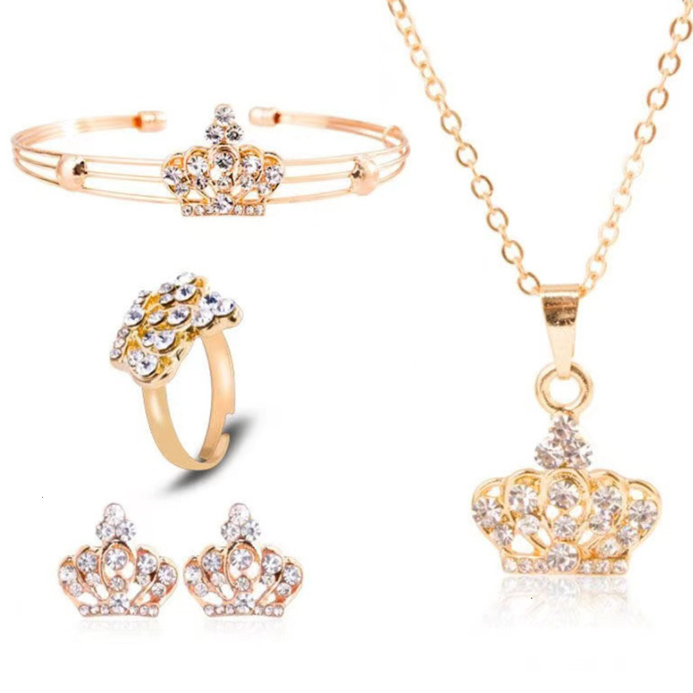 Light Luxury Elite Jewelry Set Vintage Jewelry Set Elegant Crown Jewelry Set Full Diamond Earrings Necklace Ring Bracelet Accessories And Jewelry